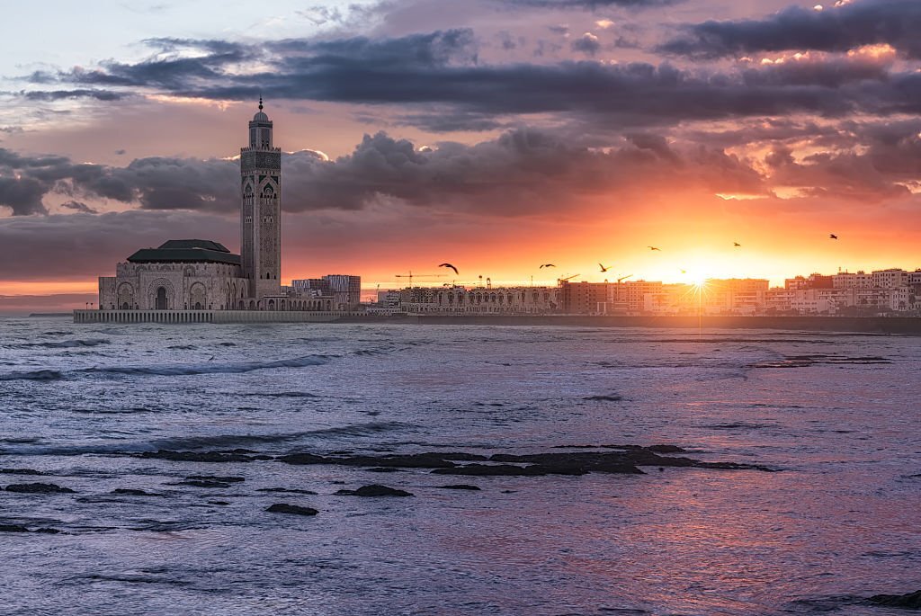 Sunrise over Hassan II Mosque, Casablanca, Morocco