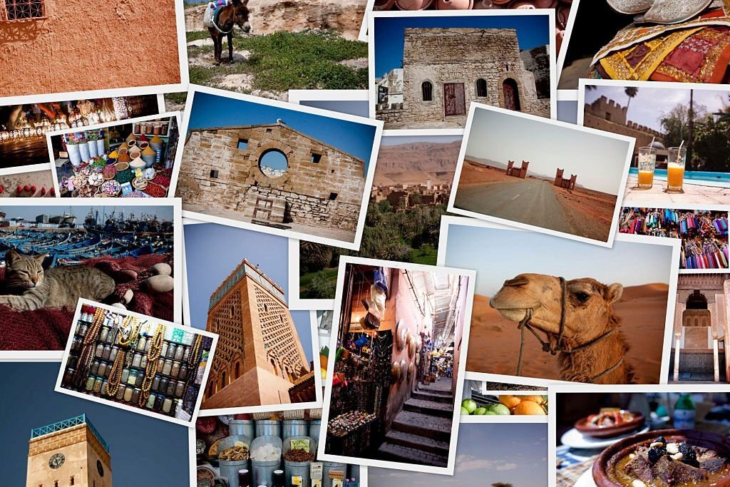 Travel mosaic of images from morroccan landscape